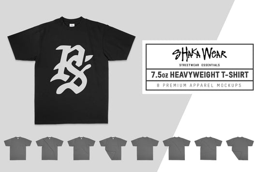 Shaka Wear 7.5oz Max Heavyweight T-Shirt Mockups
