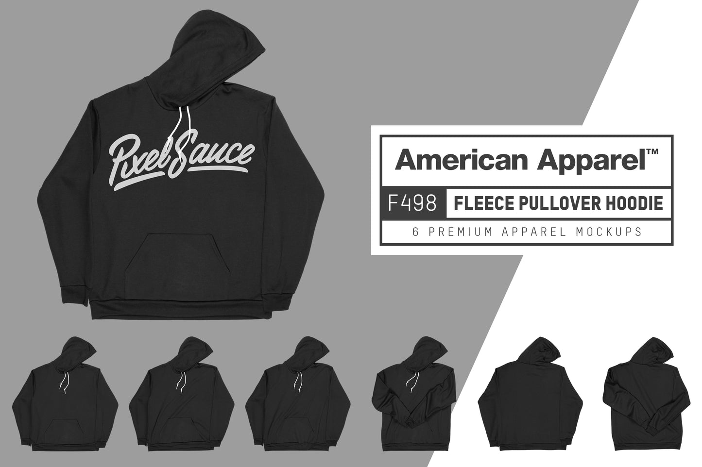 American Apparel F498 Flex Fleece Pullover Hoodie Mockups
