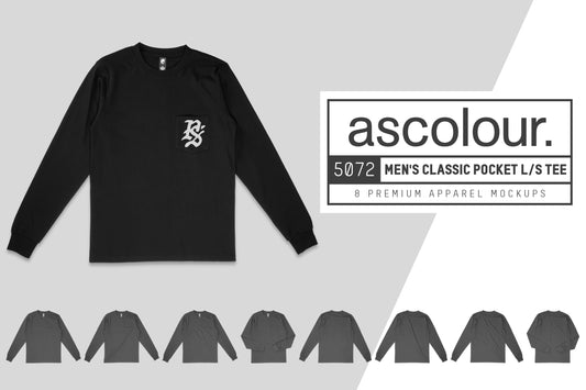 AS Colour 5072 Men's Classic Pocket L/S Tee Mockups