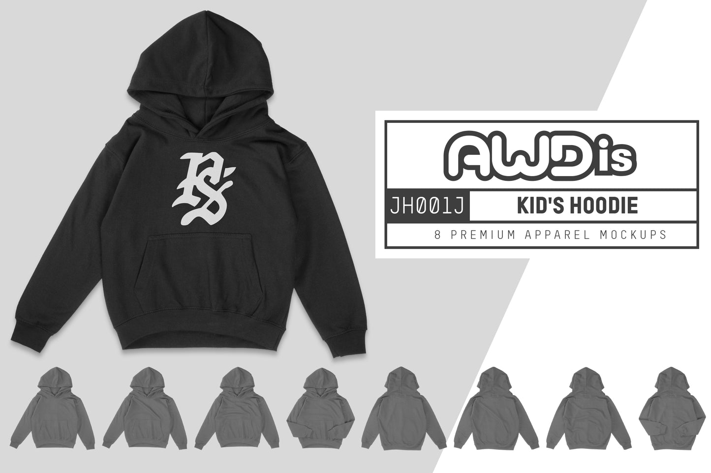 AWDis JH001J Kid's Hoodie Mockups