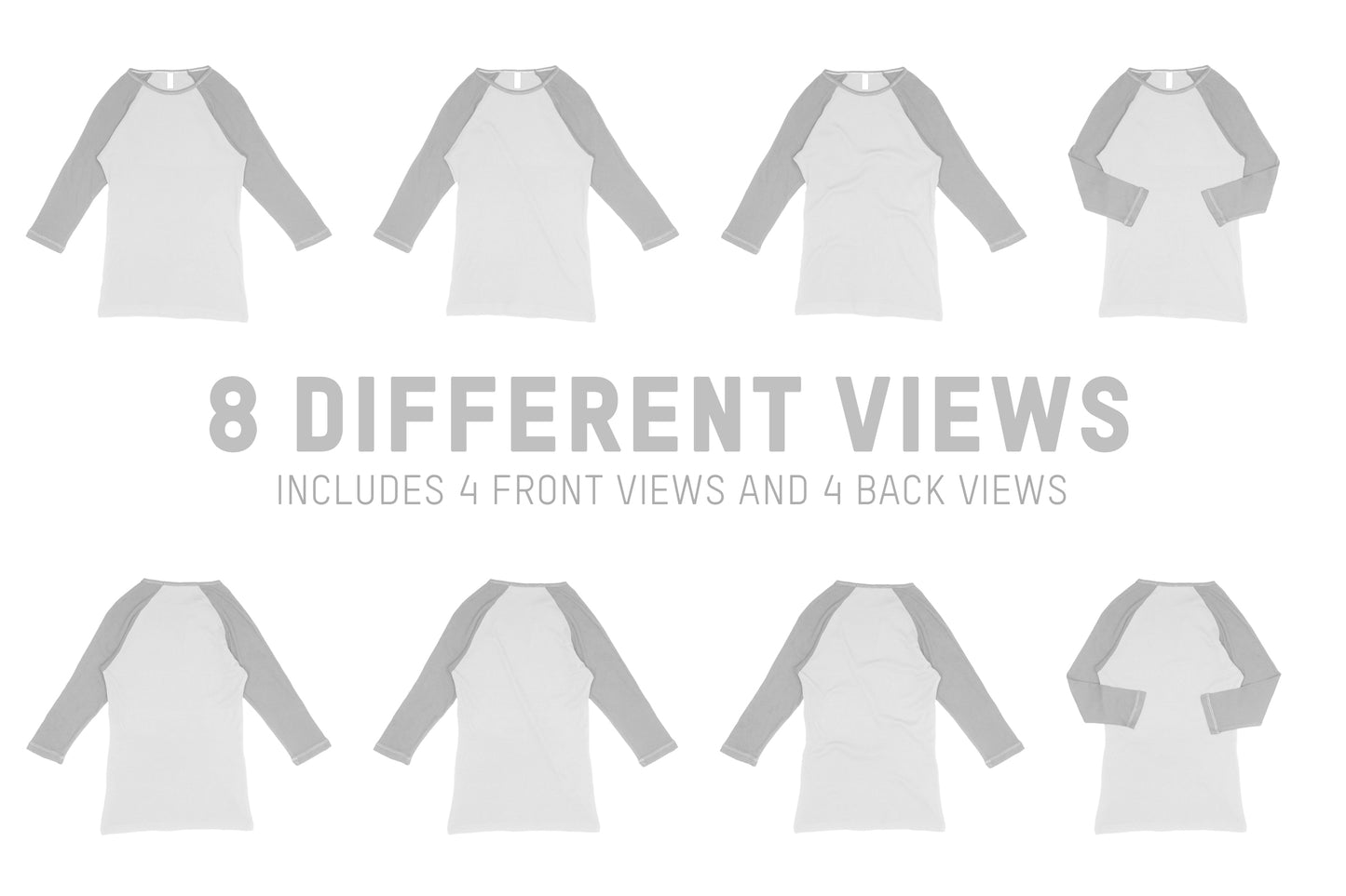 Bella + Canvas 2000 Women's 3/4 Raglan Mockups