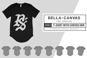 Bella Canvas 3003 T-Shirt with Curved Hem Mockups