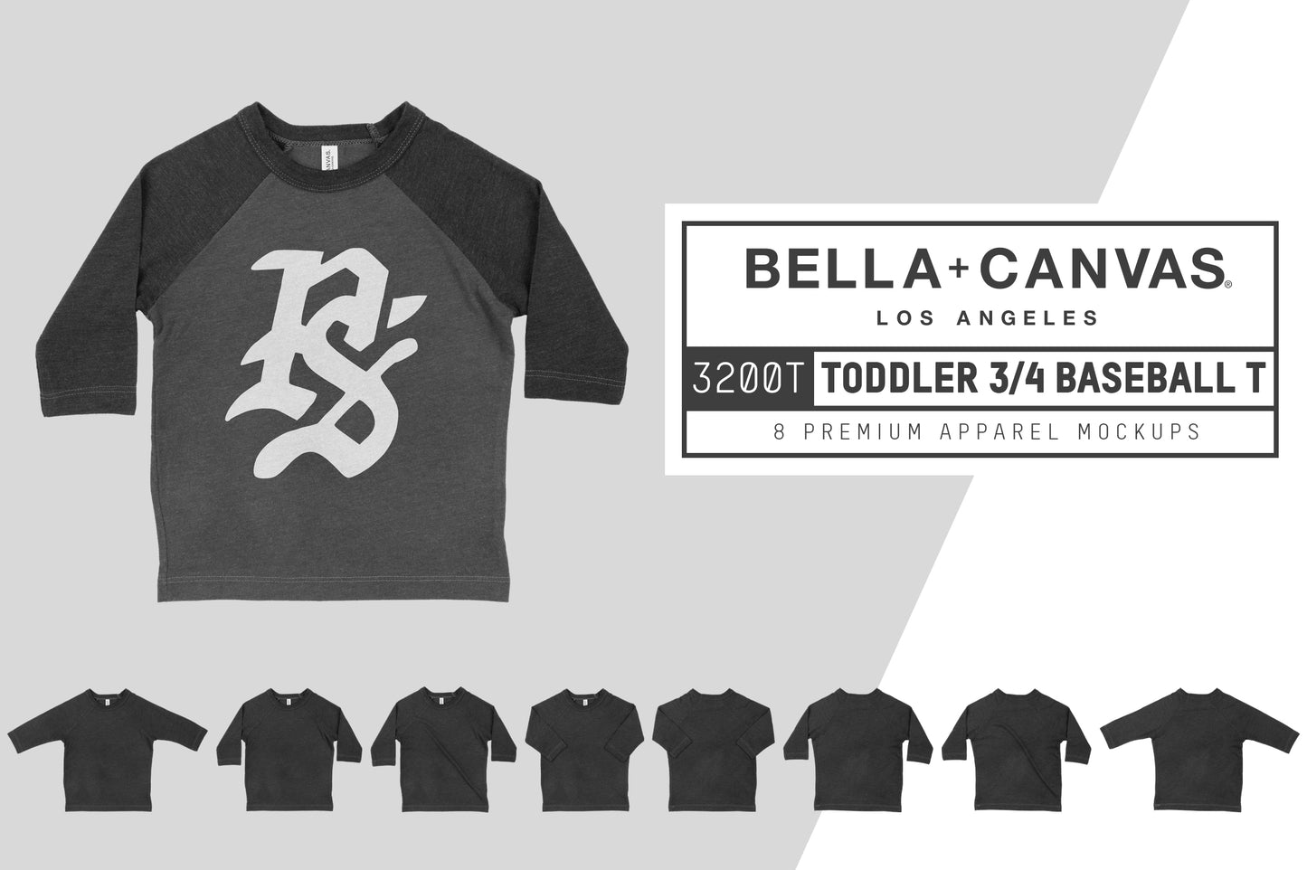 Bella + Canvas 3200T Toddler Raglan Mockups