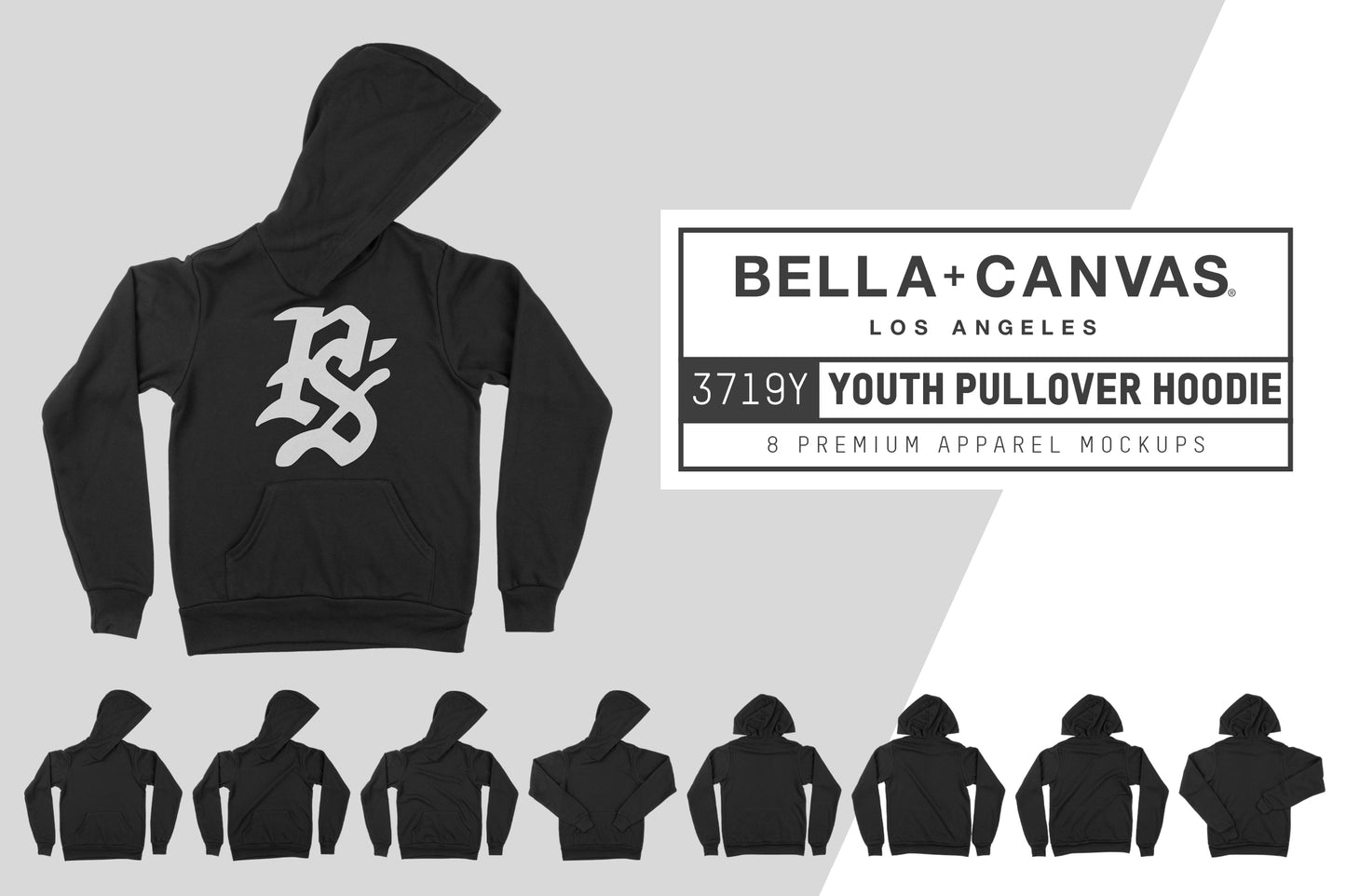 Bella + Canvas 3719Y Youth Hoodie Mockups