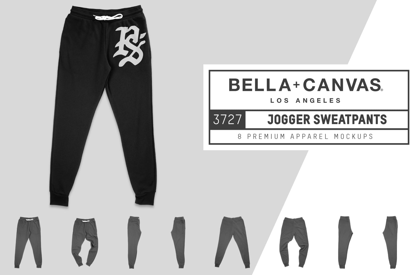 Bella + Canvas 3727 Jogger Sweatpants Mockups