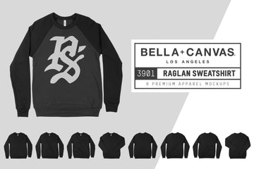 Bella Canvas 3901 Raglan Sweatshirt Mockups