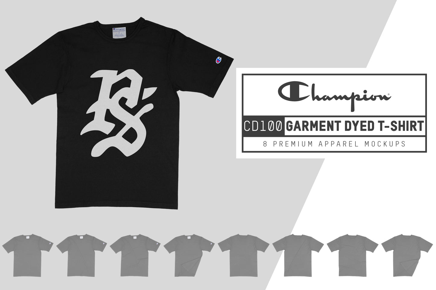 Champion CD100 Garment Dyed T-Shirt Mockups