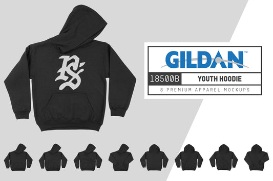 Gildan 18500B Youth Hoodie Mockups