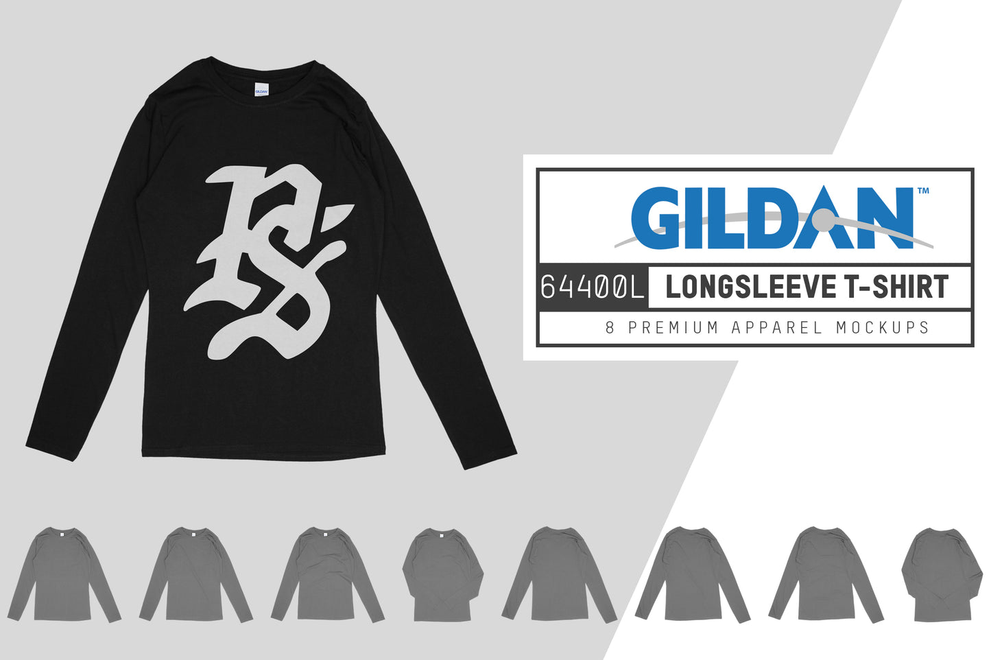 Gildan 64400L Women's Long Sleeve T-Shirt Mockups