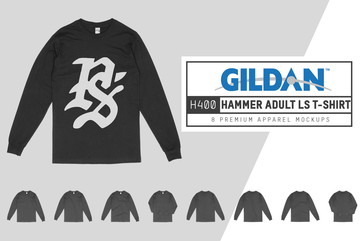 Gildan H400 Hammer Longsleeve T-Shirt Mockups
