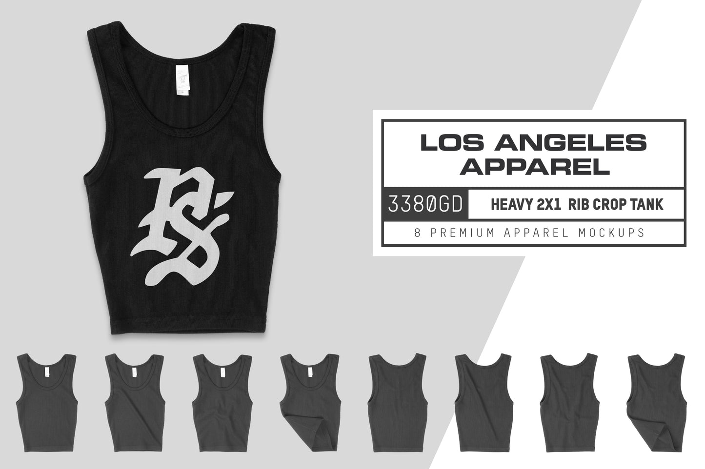 Los Angeles Apparel 3380GD Rib Crop Tank Mockups