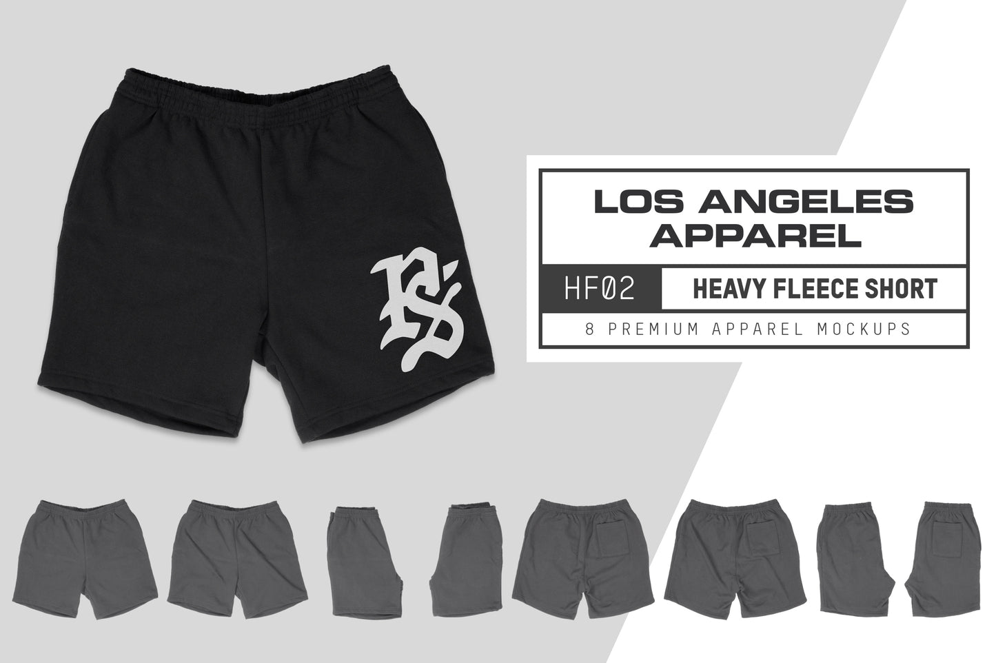 Los Angeles Apparel HF02 Heavy Fleece Short Mockups