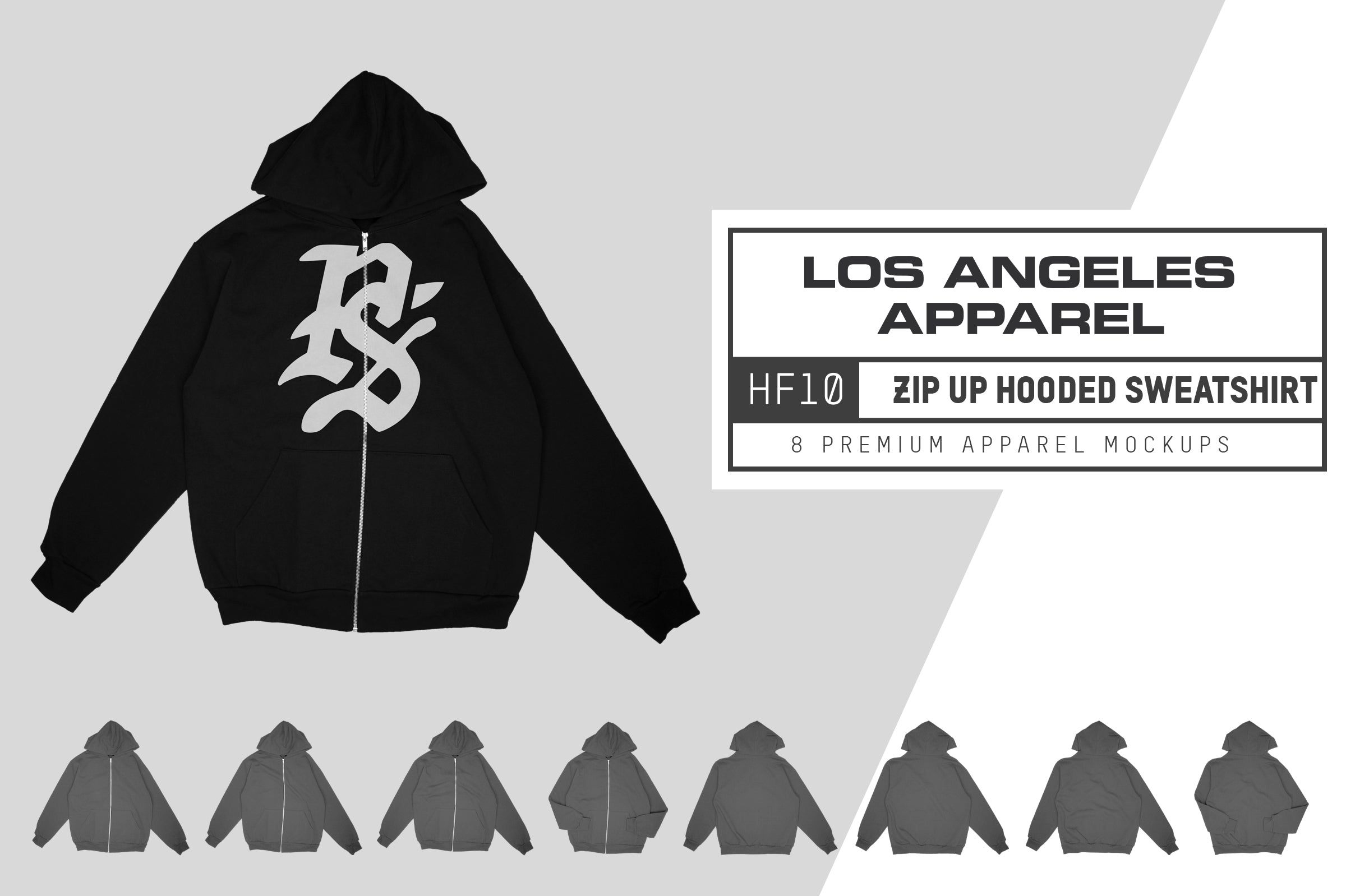 Los Angeles Apparel | Zip Hoodie in Scour, Size Large