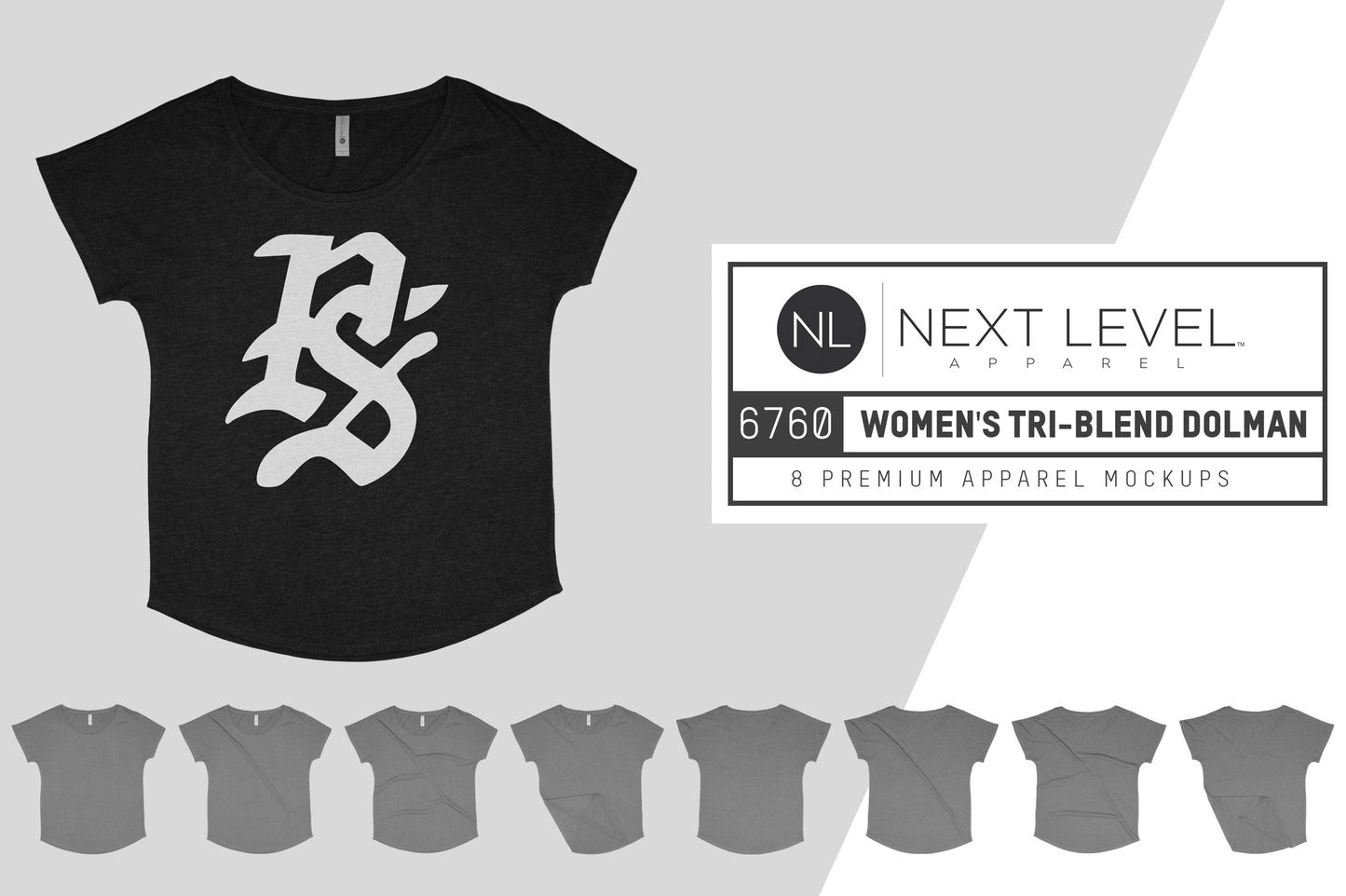 Next Level 6760 Women's Tri-Blend Dolman Mockups