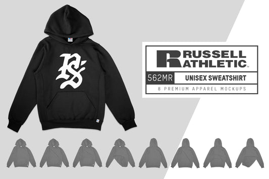 Russell Athletic 695HBM Dri-Power Fleece Hoodie Mockups