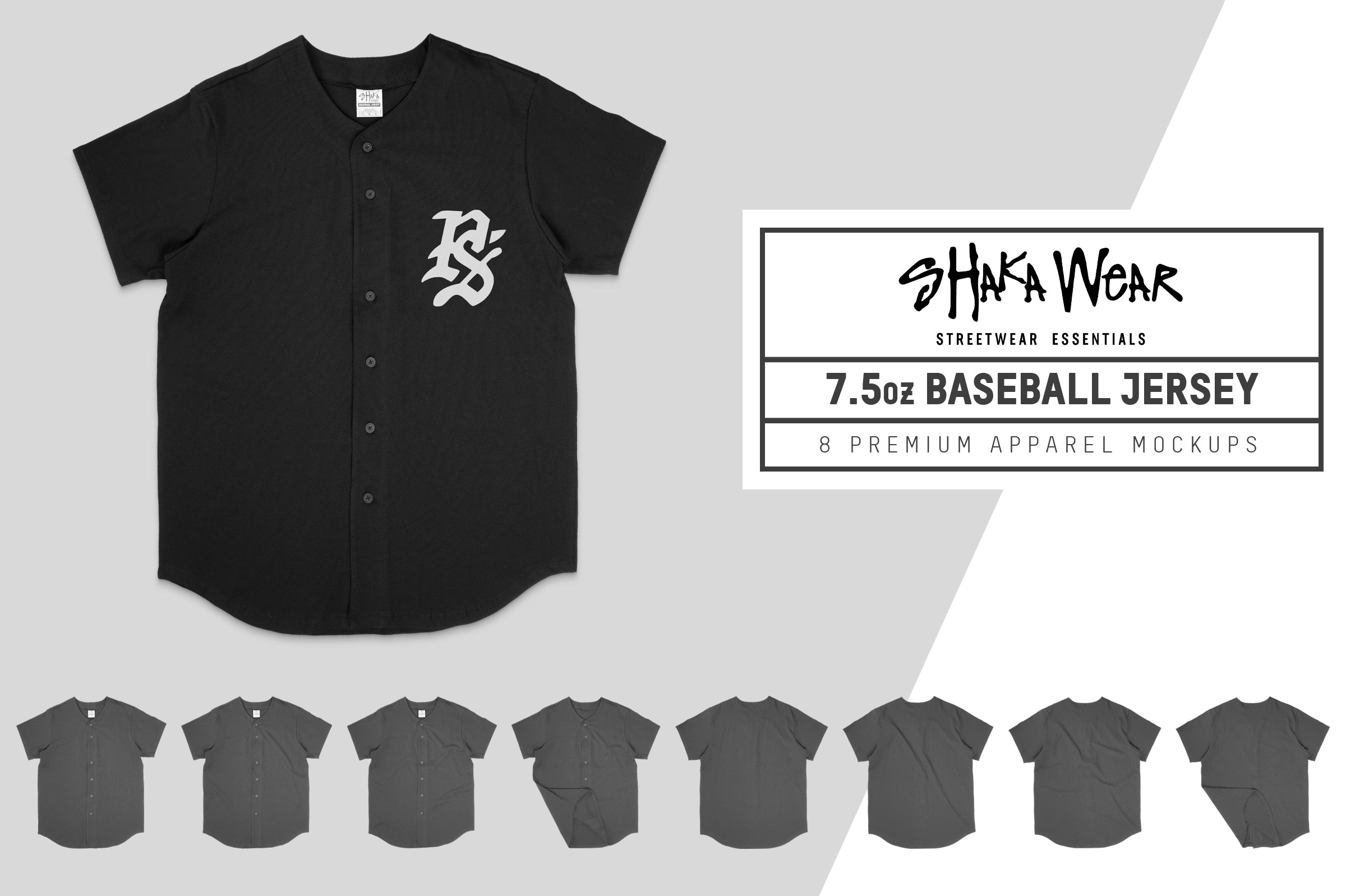 Shaka Wear 7.5oz Baseball Jersey Mockups