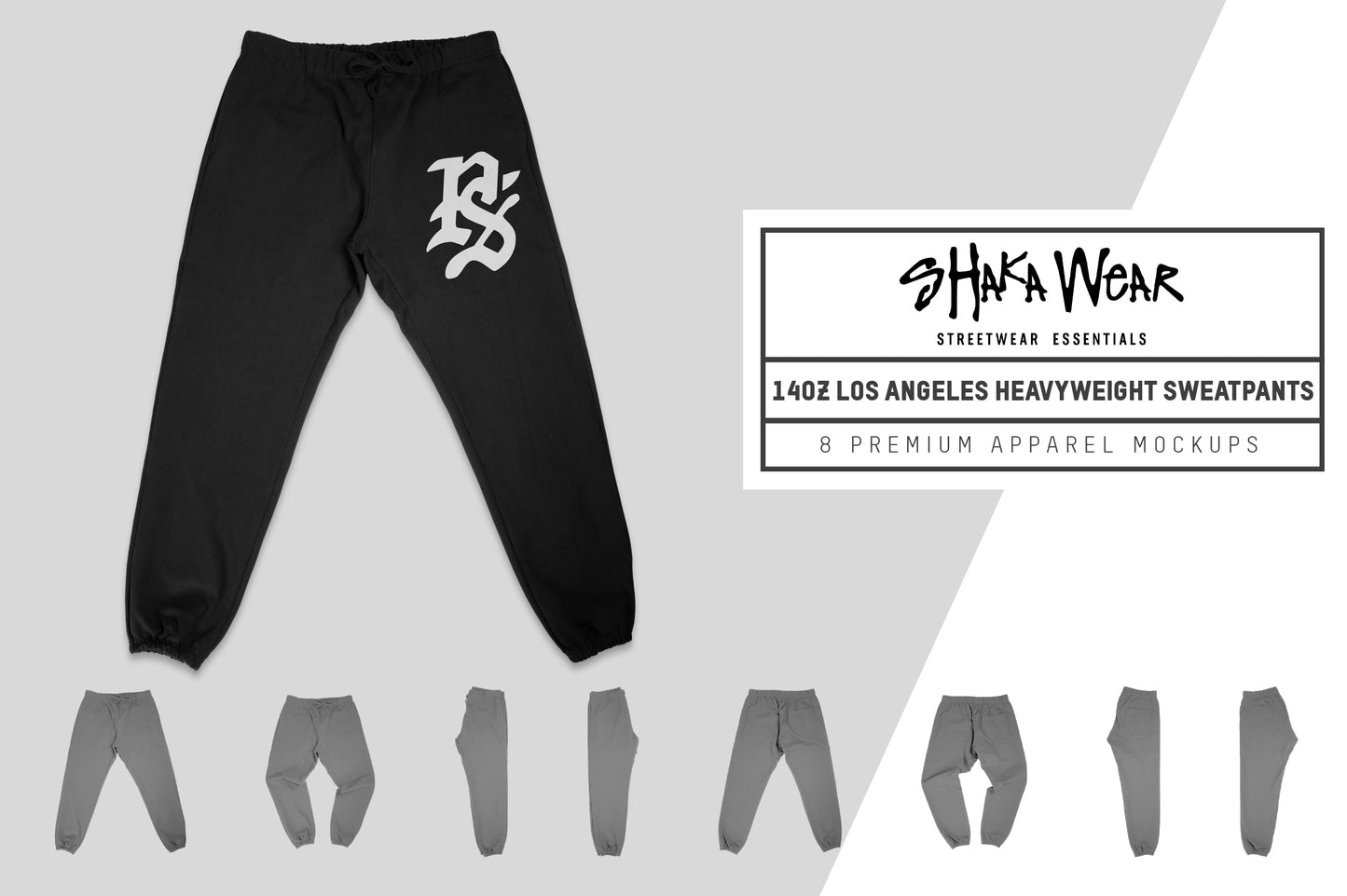 Shaka Wear 14oz Los Angeles Heavyweight Sweatpants Mockups