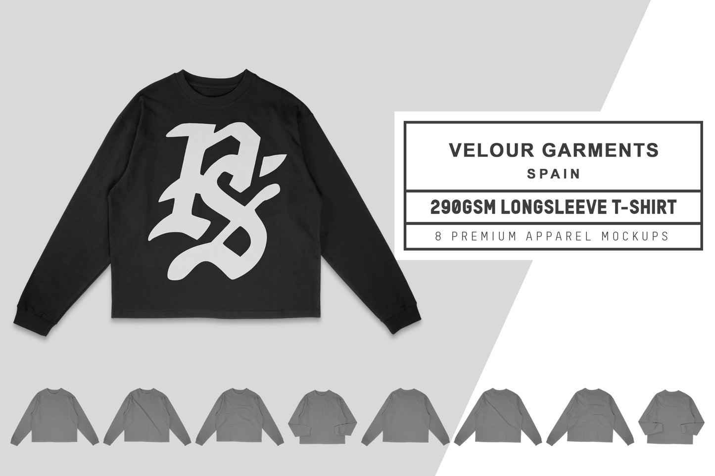 Velour Garments 290GSM Longsleeve T-Shirt Mockups
