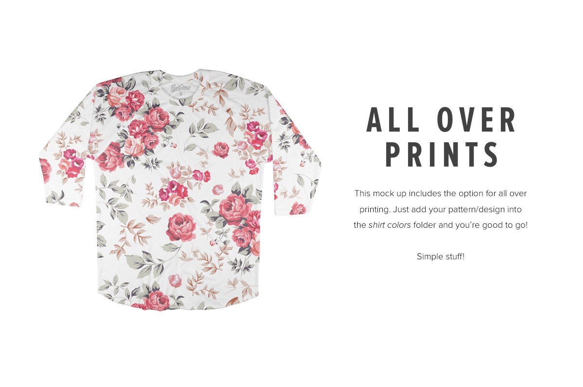 American Apparel BB453 Unisex 50/50 Raglan 3/4 Sleeve T-Shirt Mockups