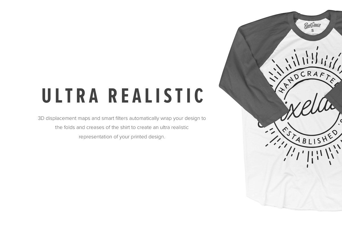 American Apparel BB453 Unisex 50/50 Raglan 3/4 Sleeve T-Shirt Mockups