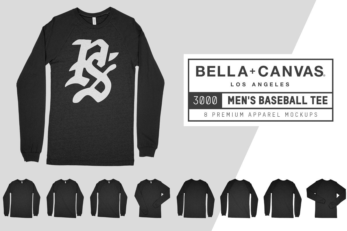 Bella + Canvas 3000 Baseball T-Shirt Mockups