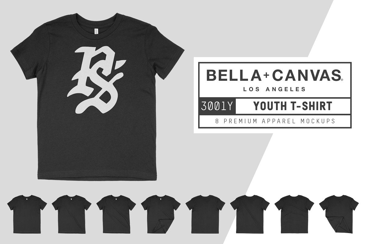 Bella + Canvas 3001Y Youth T-Shirt Mockups