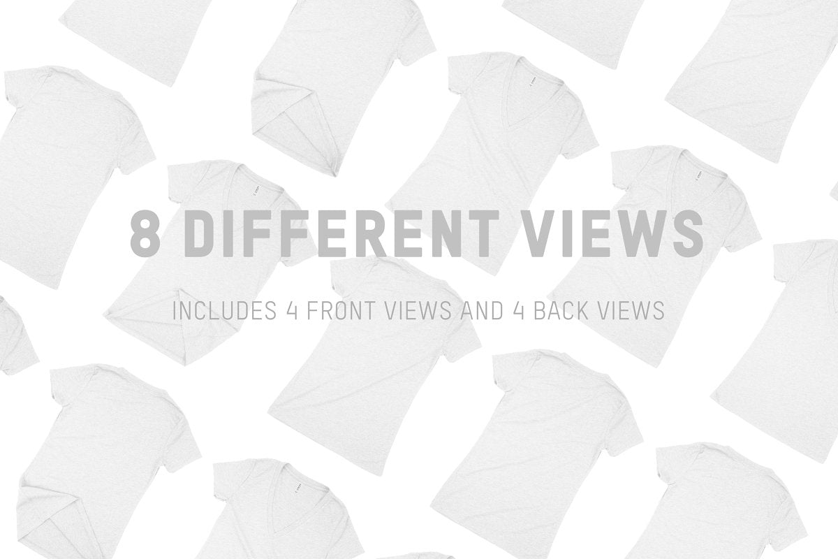 Bella + Canvas 8435 Triblend V-Neck Mockups