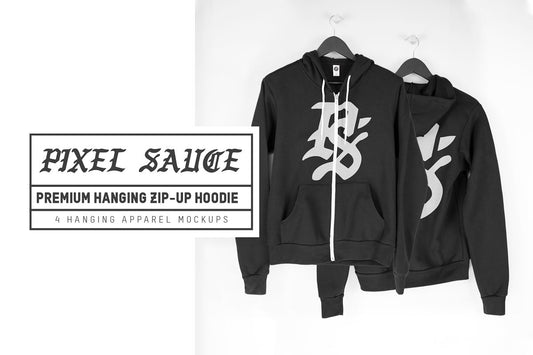 Hanging Zip-Up Hoodie Mockups