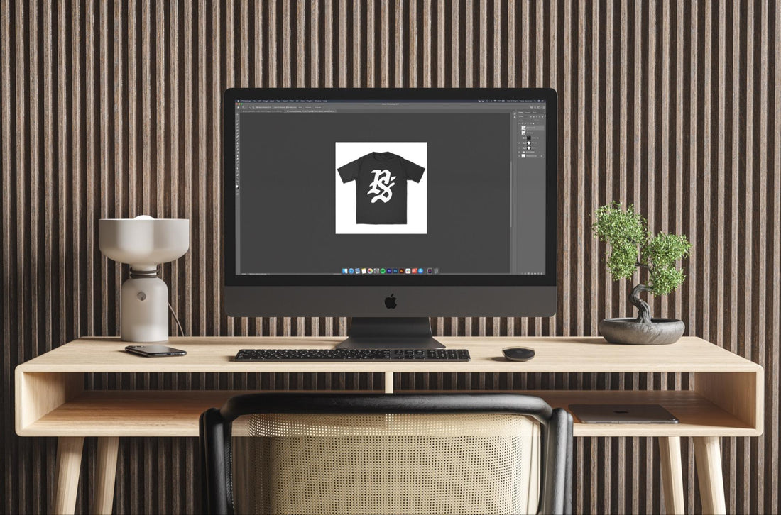 imac on desk with photoshop open