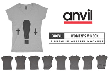 Anvil Knitwear 380VL Women’s Lightweight Fitted V-Neck Mockups