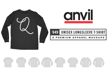 Anvil Knitwear 949 Lightweight Fashion Long Sleeve T-Shirt Mockups