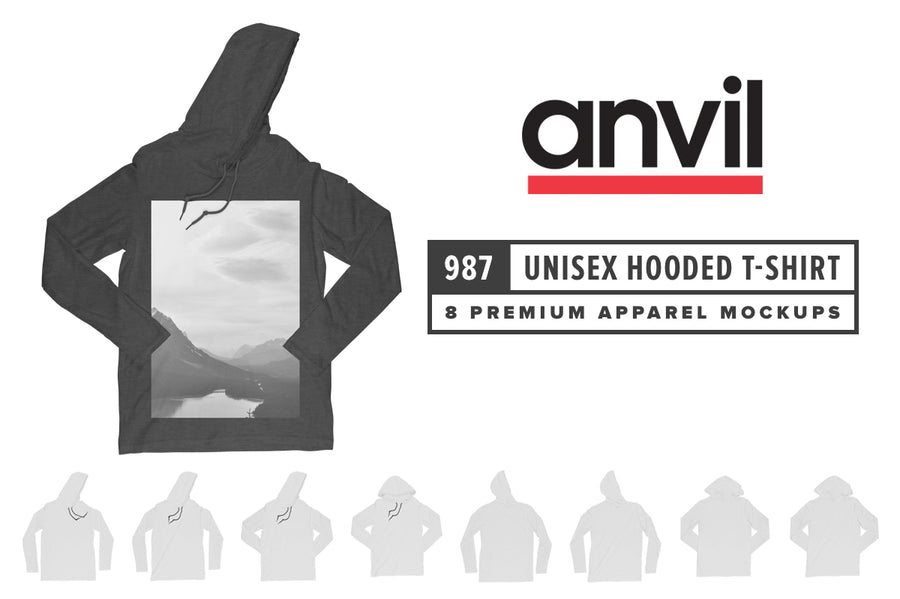 Anvil Knitwear 987 Lightweight Long Sleeve Hooded T-Shirt