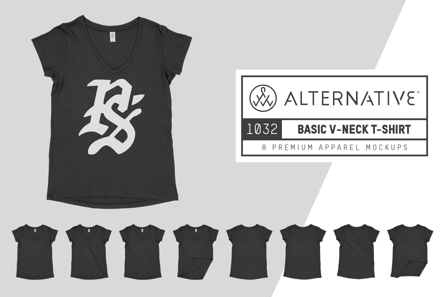 Alternative Apparel 1032 V-Neck T-Shirt Mockups