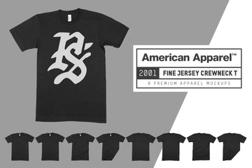 American Apparel 2001 Fine Jersey Crewneck T-Shirt Mockups
