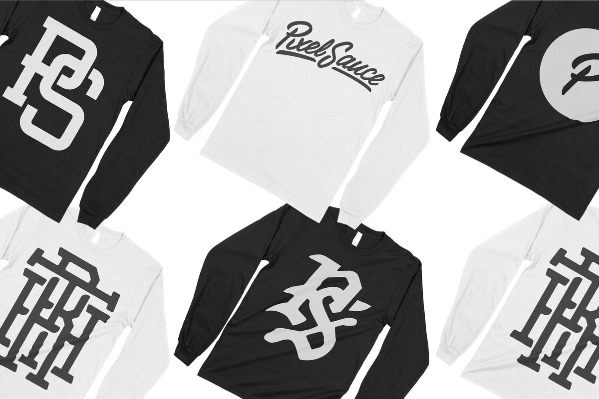 American Apparel 2007 Fine Jersey Crewneck Long Sleeve T-Shirt Mockups