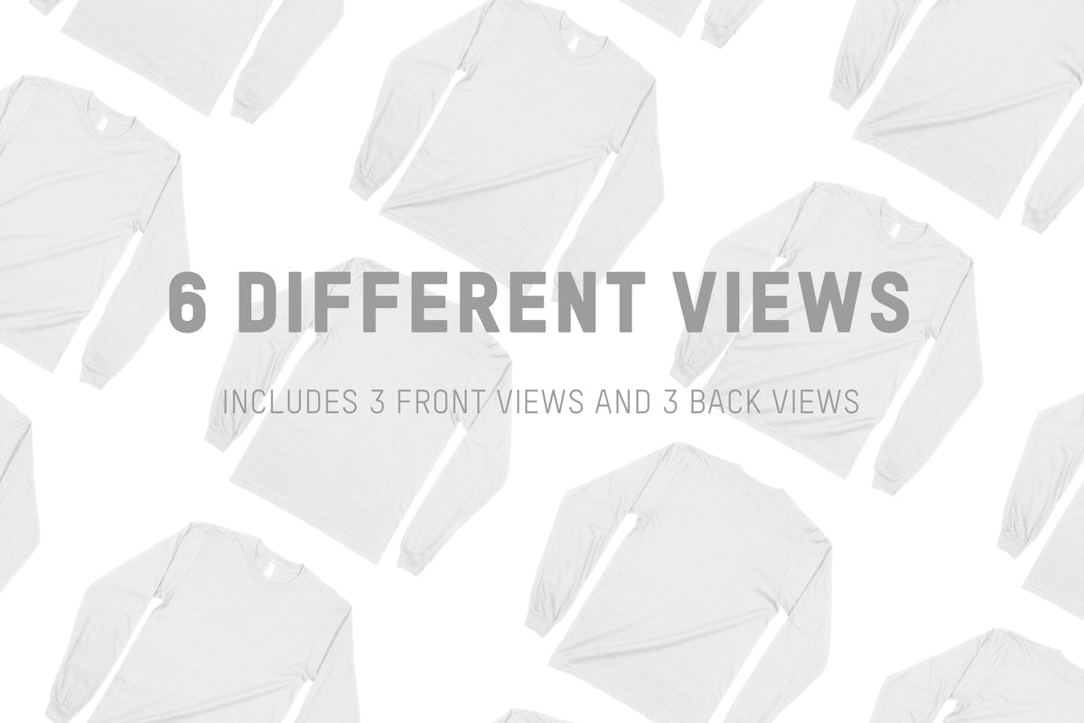 American Apparel 2007 Fine Jersey Crewneck Long Sleeve T-Shirt Mockups