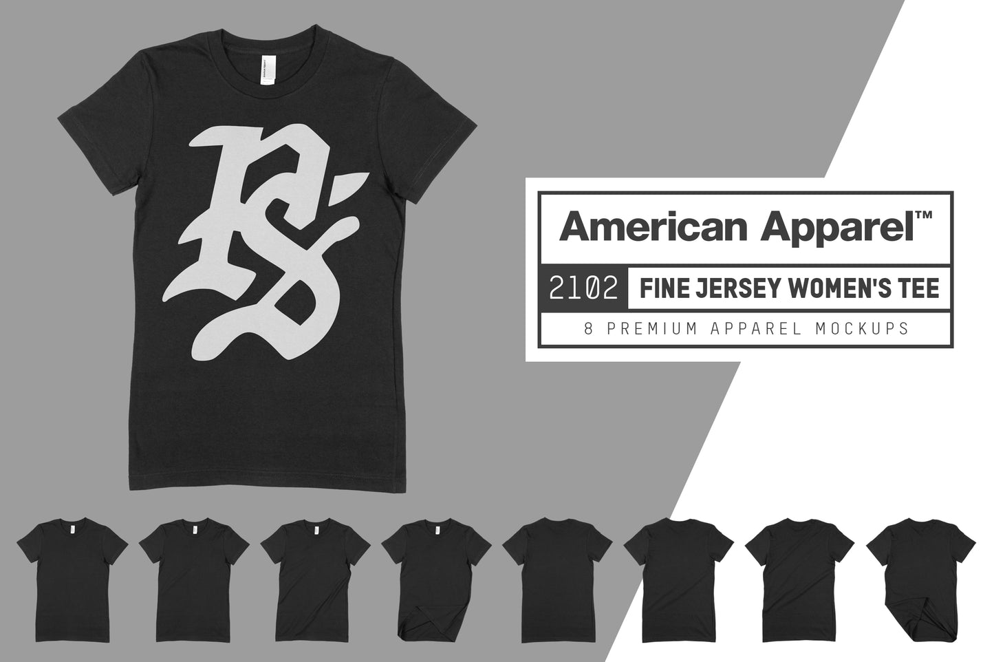 American Apparel 2102 Women’s Fine Jersey T-Shirt Mockups