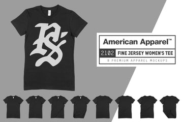 American Apparel 2102 Women’s Fine Jersey T-Shirt Mockups