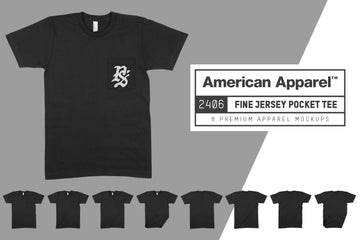 American Apparel 2406 Unisex Fine Jersey Pocket T-Shirt Mockups