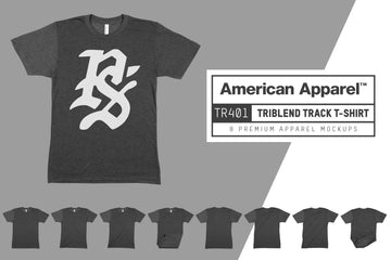 American Apparel TR401 Triblend Crewneck Track T-Shirt Mockups