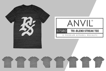 Anvil 6750ID Triblend Streak T-Shirt Mockups