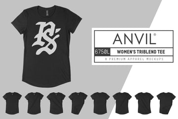 Anvil Knitwear 6750L Women's Tri-Blend T-Shirt Mockups