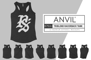 Anvil Knitwear 6751L Women's Triblend Racerback Tank Mockups