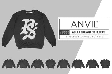 Anvil Knitwear 71000 Adult Crewneck Fleece Mockups