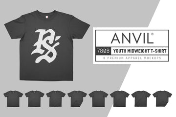 Anvil Knitwear 780B Youth Midweight T-Shirt Mockups