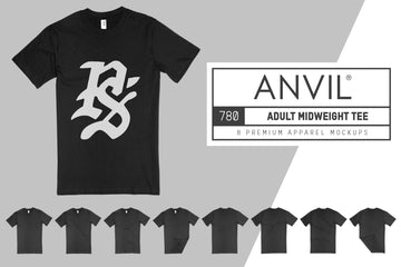 Anvil Knitwear 780 Adult Midweight T-SHirt Mockups