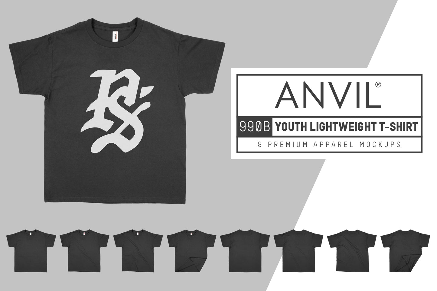 Anvil Knitwear 990B Youth Lightweight T-Shirt Mockups