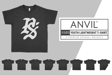 Anvil Knitwear 990B Youth Lightweight T-Shirt Mockups