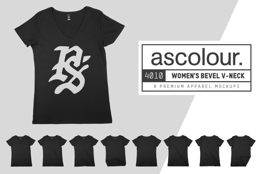 AS Colour 4010 Women's Bevel V-Neck T-Shirt Mockups
