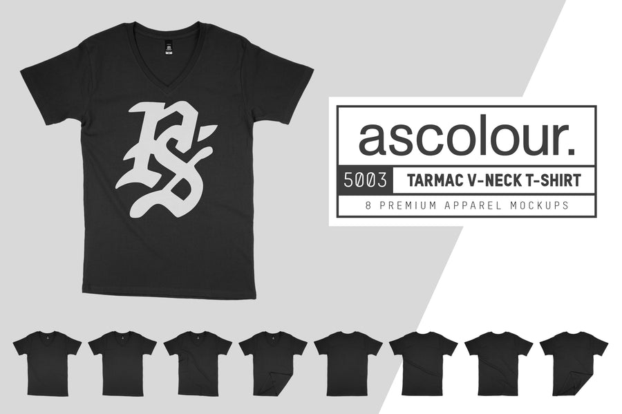 AS Colour 5003 Tarmac V-Neck T-Shirt Mockups